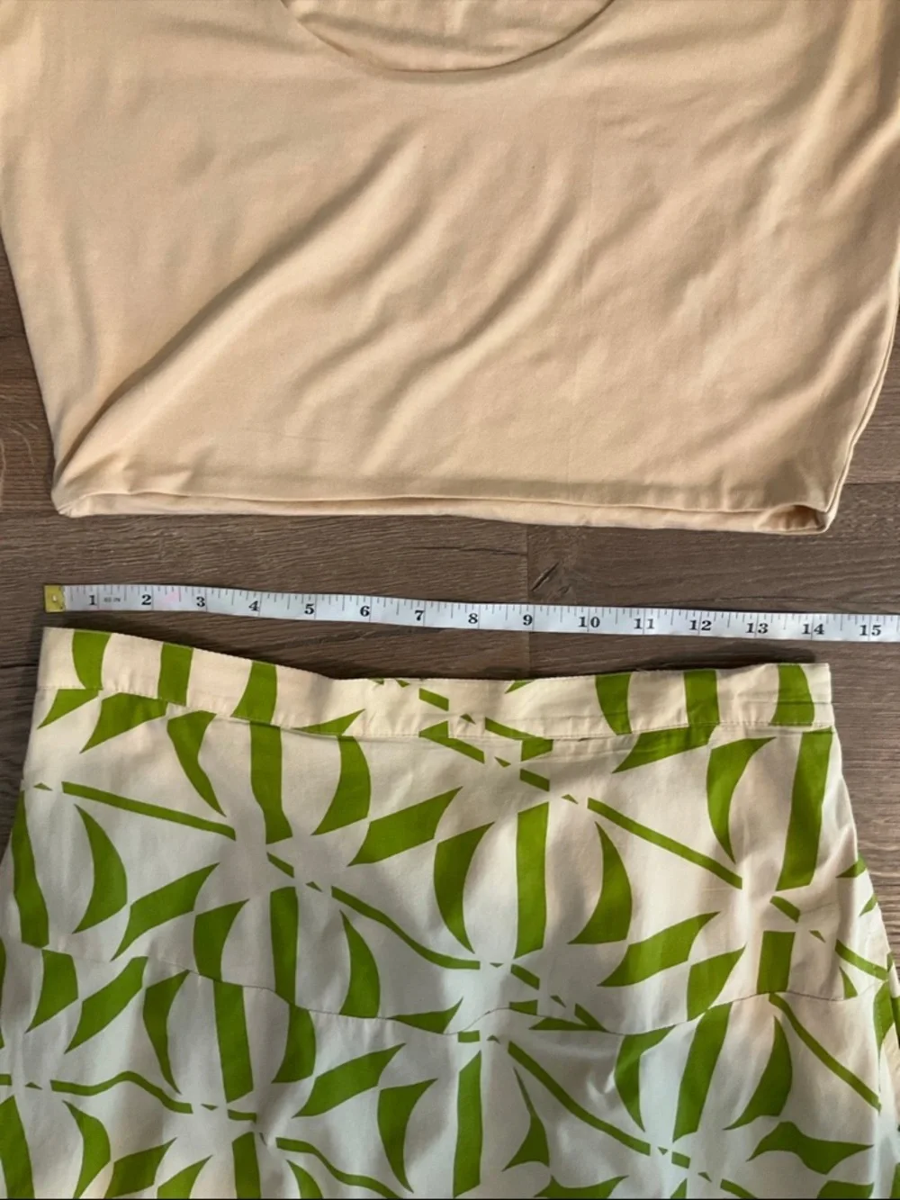 Free People Kenny Set w/ cropped cream tee and green print maxi skirt, S - Picture 11 of 12